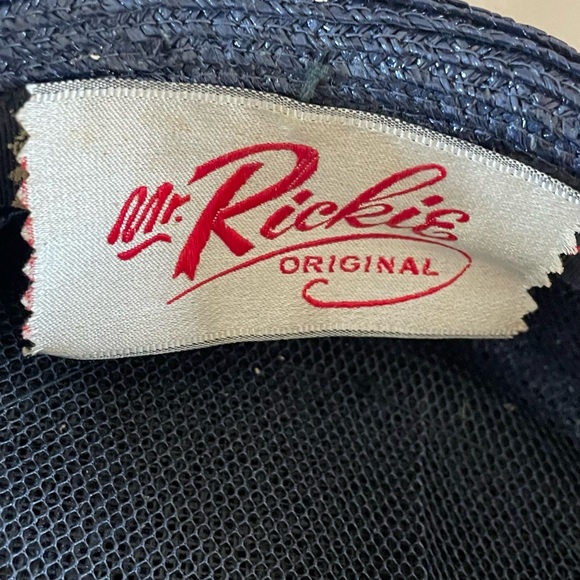 MR. RICKIE ORIGINAL Vintage Navy Blue Woven Straw Satin Pillbox Hat - Picture 5 of 5